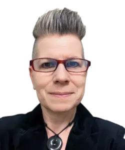 The image shows Natalie providing trauma counselling in Calgary.