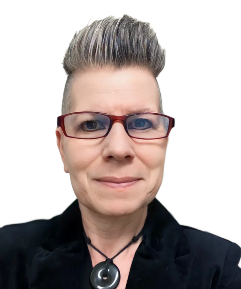 The image shows Natalie providing trauma counselling in Calgary.
