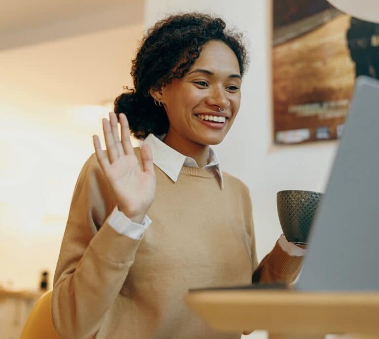 A client in an online EMDR therapy session.