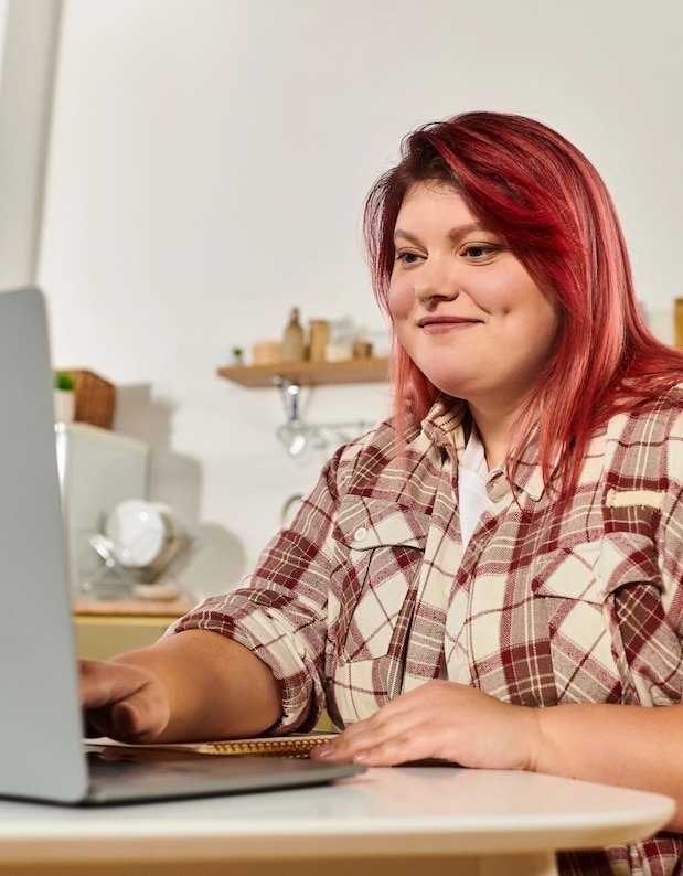 Woman in an online session for relational trauma counselling