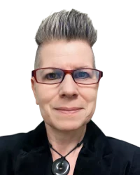 The image shows Natalie providing trauma counselling in Calgary.